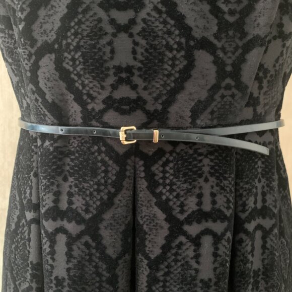 Calvin Klein Black Velour Pleated Dress | Sleeveless Fit & Flare | Size 8 - Picture 7 of 11